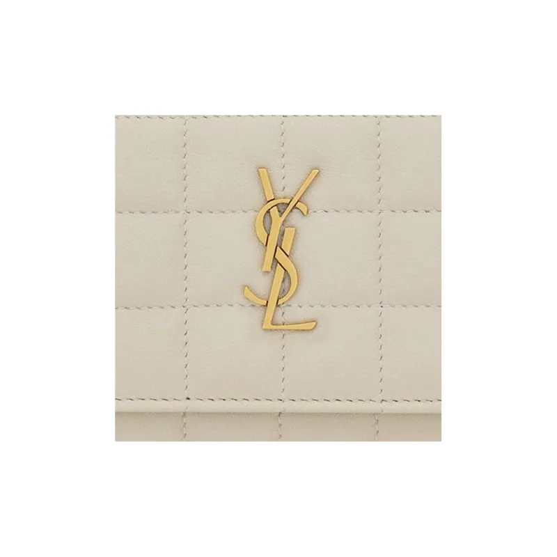 SAINT LAURENT CASSANDRE Lambskin Card Holder Wallet Small Size Women's White-4