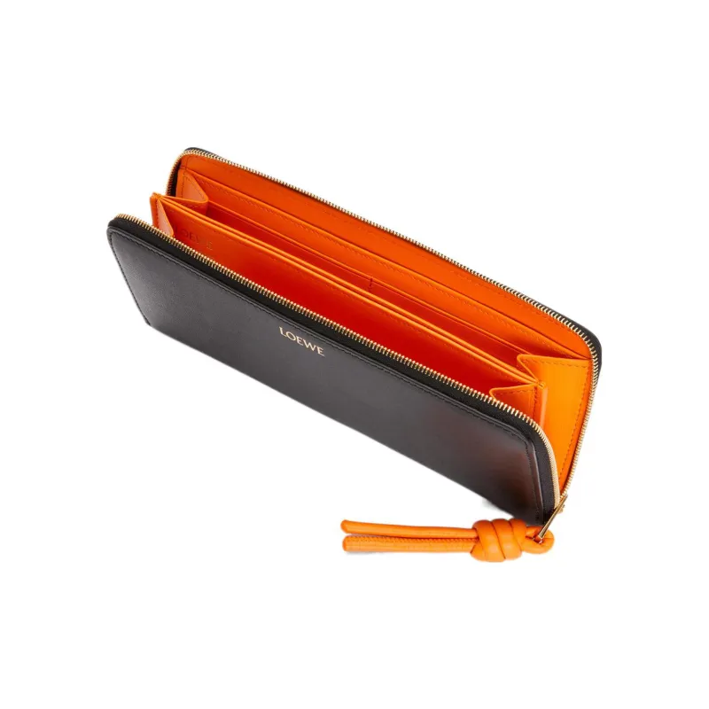 LOEWE Bright Nappa Calfskin Wallet Women's Black/Bright Orange-1
