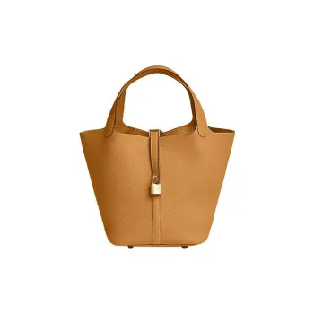 HERMES Taurillon Maurice Calfskin Basket Bag Handbag Bucket Bag 22 Women's 2S Sesame Sesame-Colored