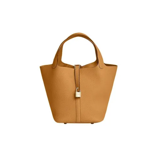 HERMES Taurillon Maurice Calfskin Basket Bag Handbag Bucket Bag 22 Women's 2S Sesame Sesame-Colored