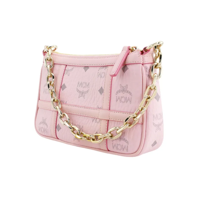 MCM Delmy Visetos Leather Shoulder Bag Pochette Portable Crossbody Bag, Shoulder Bag Mini Women's Pink-1