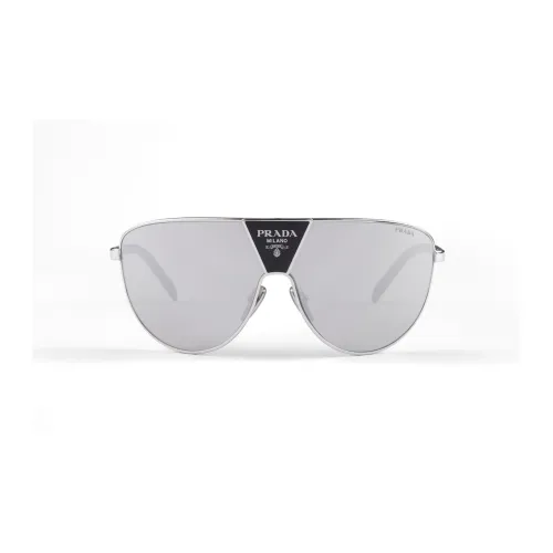 PRADA Metal Irregular Shape Sunglasses Men's Silver
