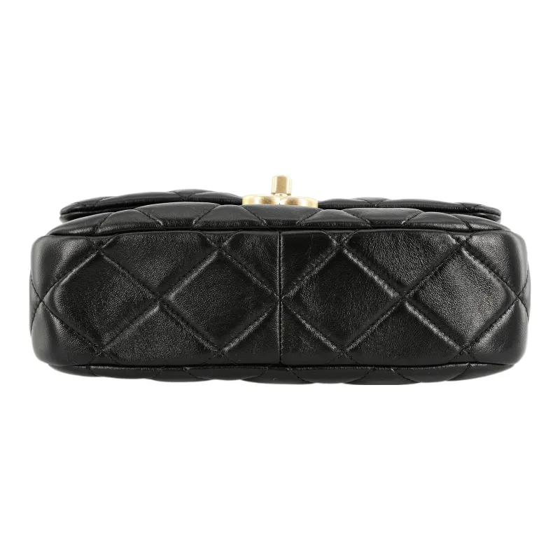 CHANEL Sheepskin Flap Bag, Shoulder Bag, Crossbody Bag Trumpets Women's Black-3