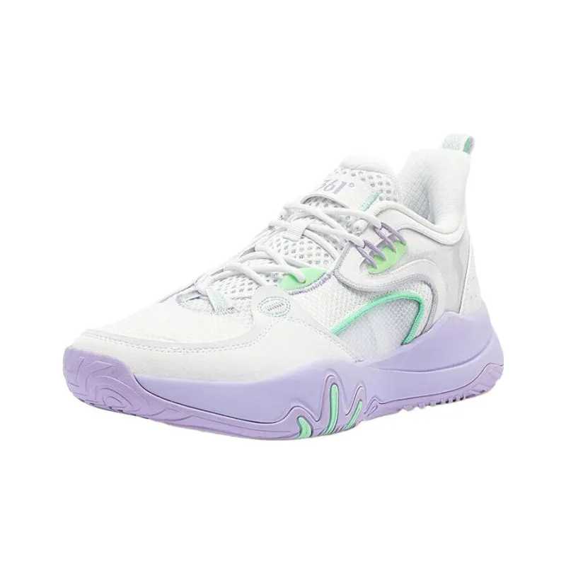 361° LAVA Series LAVA Durable Cushioning Low Top Basketball Shoes Men's White Purple-1