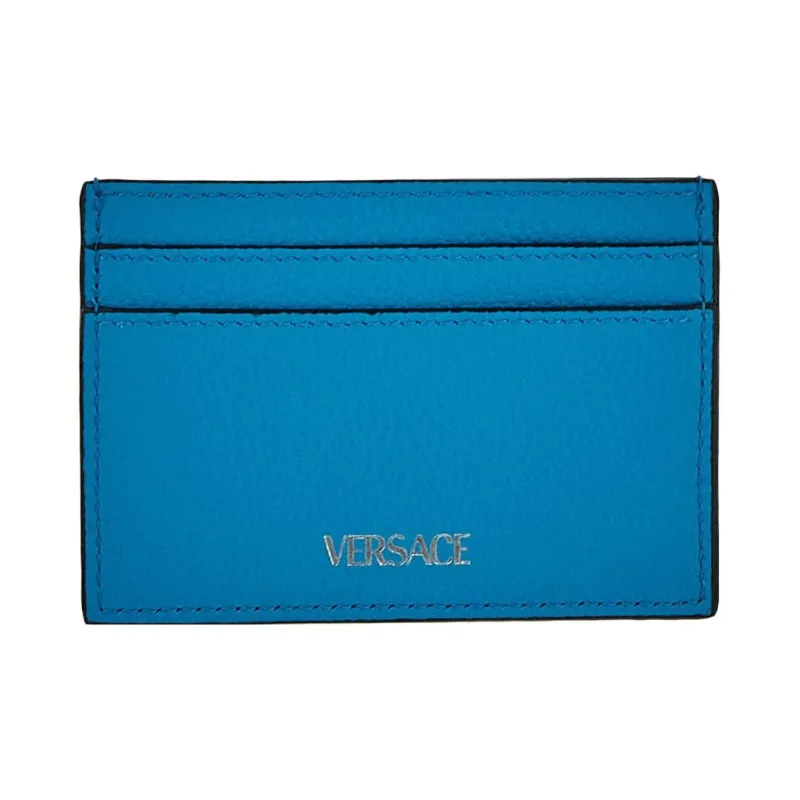 VERSACE Leather Card Holder Card Holder Women's Blue-2