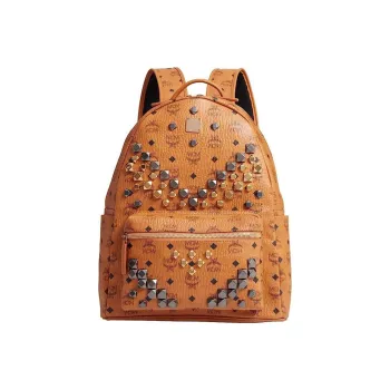 MCM Stark Backpack Visetos M Studs Medium Cognac