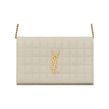 SAINT LAURENT Sheepskin Crossbody Bag, Shoulder Bag, Wallet Women's White