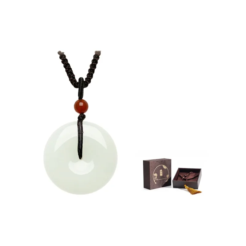 Qing Yi Hetian Jade Pendants Unisex Pale Greenish White Jade-4