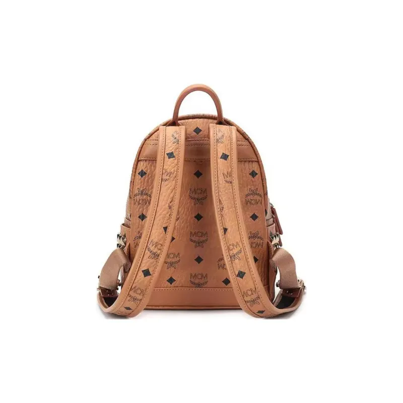 MCM Stark Visetos Coated Canvas Backpack Mini Unisex Brown Cognac-2