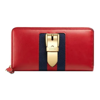 GUCCI Sylvie Cow Leather Wallet Regular Women's Red
