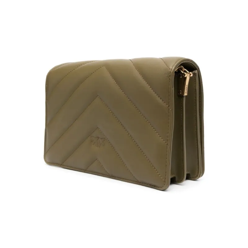 PINKO Sheepskin Crossbody Bag, Shoulder Bag Women's Olive Green-1