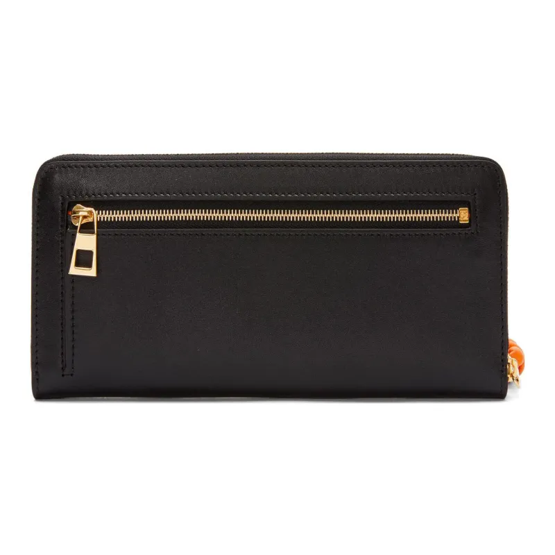 LOEWE Bright Nappa Calfskin Wallet Women's Black/Bright Orange-3