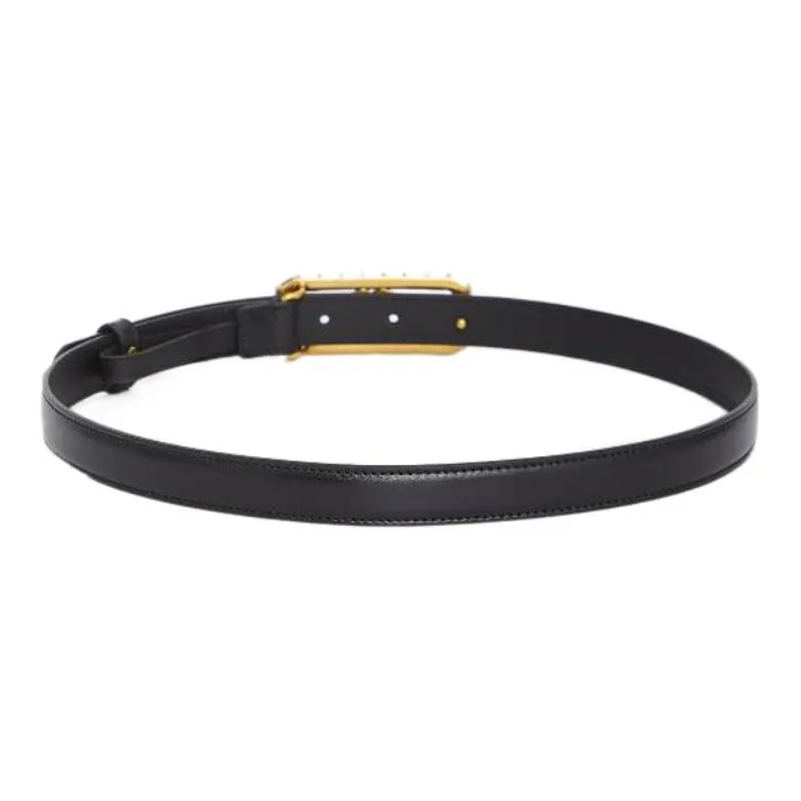GUCCI Thin Belt With Crystal Double G Buckle-1