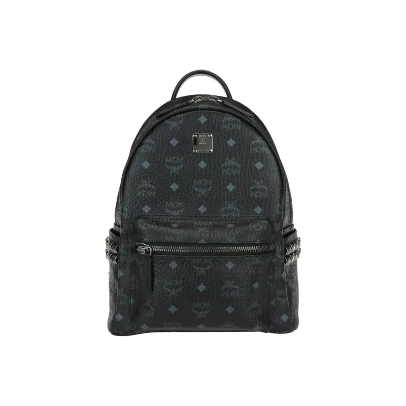 MCM Stark Side Studs Backpack Small In Visetos Black-0