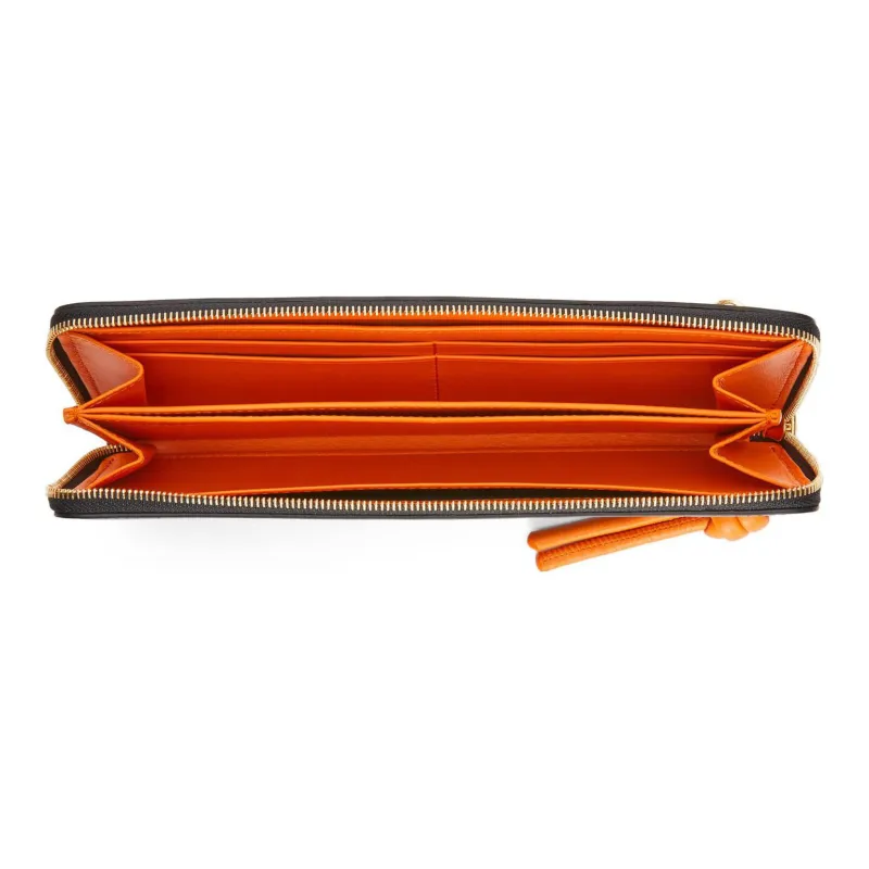 LOEWE Bright Nappa Calfskin Wallet Women's Black/Bright Orange-2