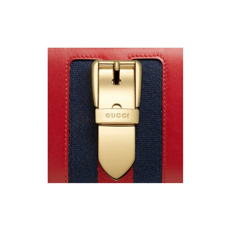 GUCCI Sylvie Cow Leather Wallet Regular Women's Red-4
