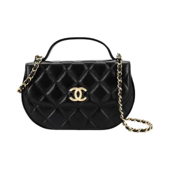 CHANEL Calfskin Messenger Bag Crossbody Bag Shoulder Bag Regular Women's Black
