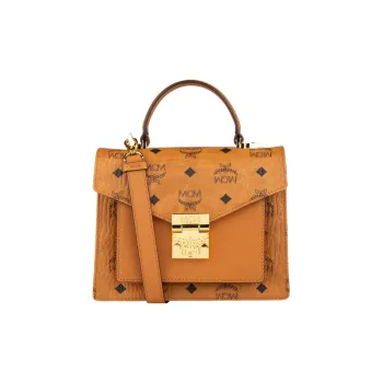 MCM Coated Canvas Handbag Women's Brown Cognac