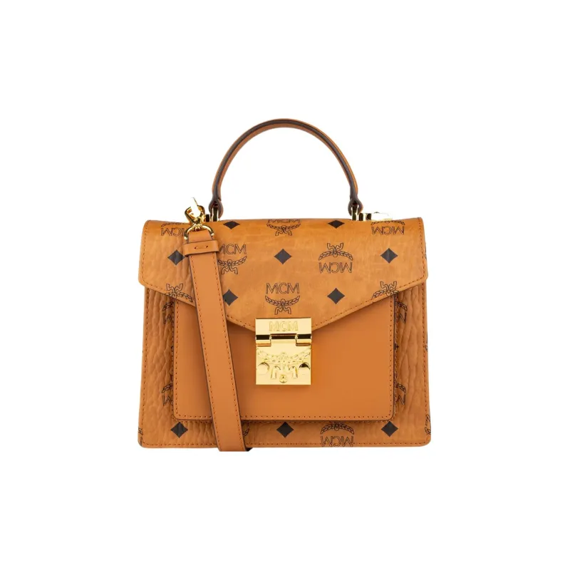 MCM Coated Canvas Handbag Women's Brown Cognac-0