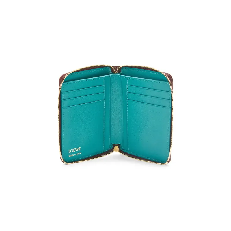LOEWE Bright Nappa Cow Leather Wallet Women's Burgundy/Emeralds-3