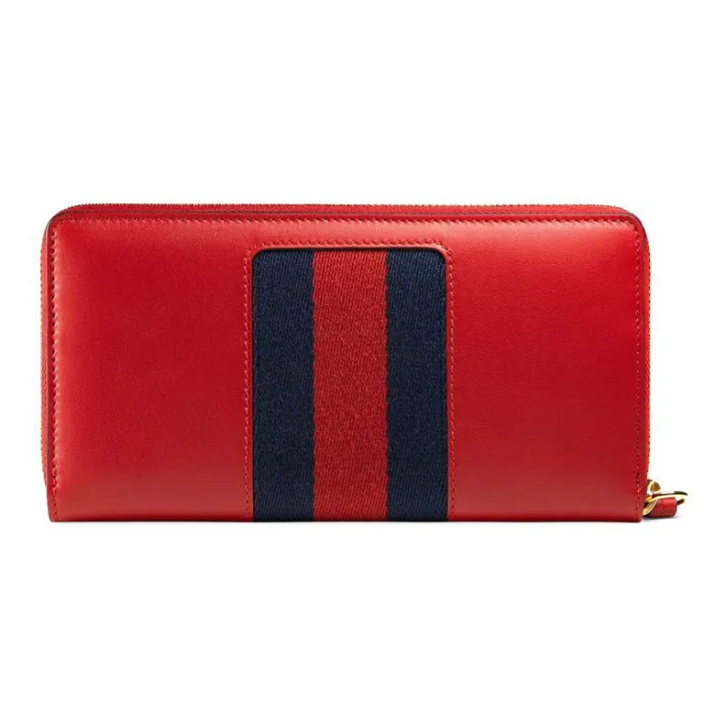 GUCCI Sylvie Cow Leather Wallet Regular Women's Red-1