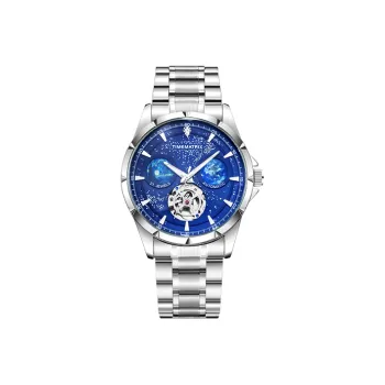 TIMEMATRIX Wrist Watch Automatic Mechanical Movement Stainless Steel Watchband Blue Dial Men's Watches TMX8319