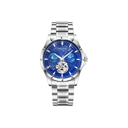 TIMEMATRIX Wrist Watch Automatic Mechanical Movement Stainless Steel Watchband Blue Dial Men's Watches TMX8319