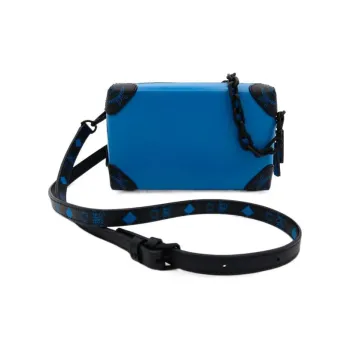 MCM Soft Berlin Visetos Leather Toiletry Bag, Box Bag, Shoulder Bag, Crossbody Bag Mini Unisex Blue