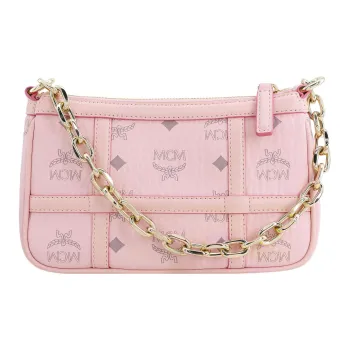 MCM Delmy Visetos Leather Shoulder Bag Pochette Portable Crossbody Bag, Shoulder Bag Mini Women's Pink