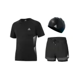 Black Swimming Shorts+Swimsuit+Swimming Cap