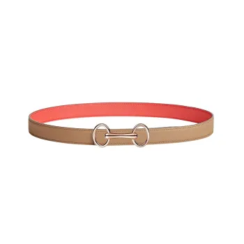 HERMES Heritage Letter With Buckle Smooth Buckle Calfskin Leather Belts Women's Maraschino Tea/Zuppa Pink 2.4cm