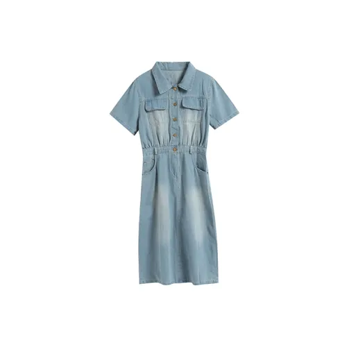 BRASS SCOUT Short-Sleeved Dresses Women's Blue