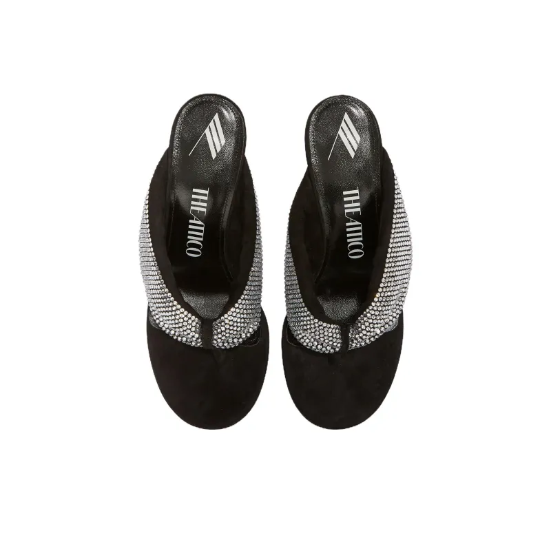 The Attico Rhinestone embellished Leather 70mm Sandals Women's-3