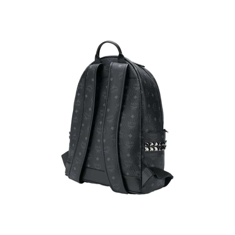 MCM Stark Backpack Visetos Side Studs Large Black-1