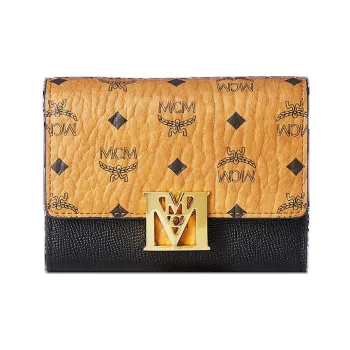 MCM Patchwork Wallet Small Size Women's Black