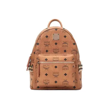 MCM Stark Visetos Coated Canvas Backpack Mini Unisex Brown Cognac
