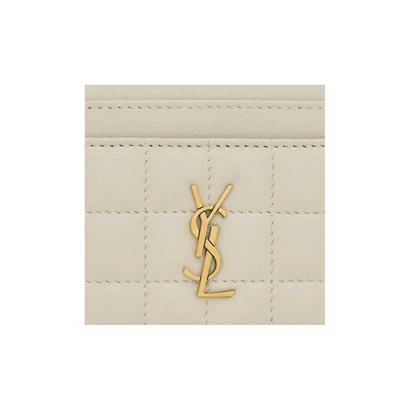 SAINT LAURENT Sheepskin Card Holder Regular Women's White-2
