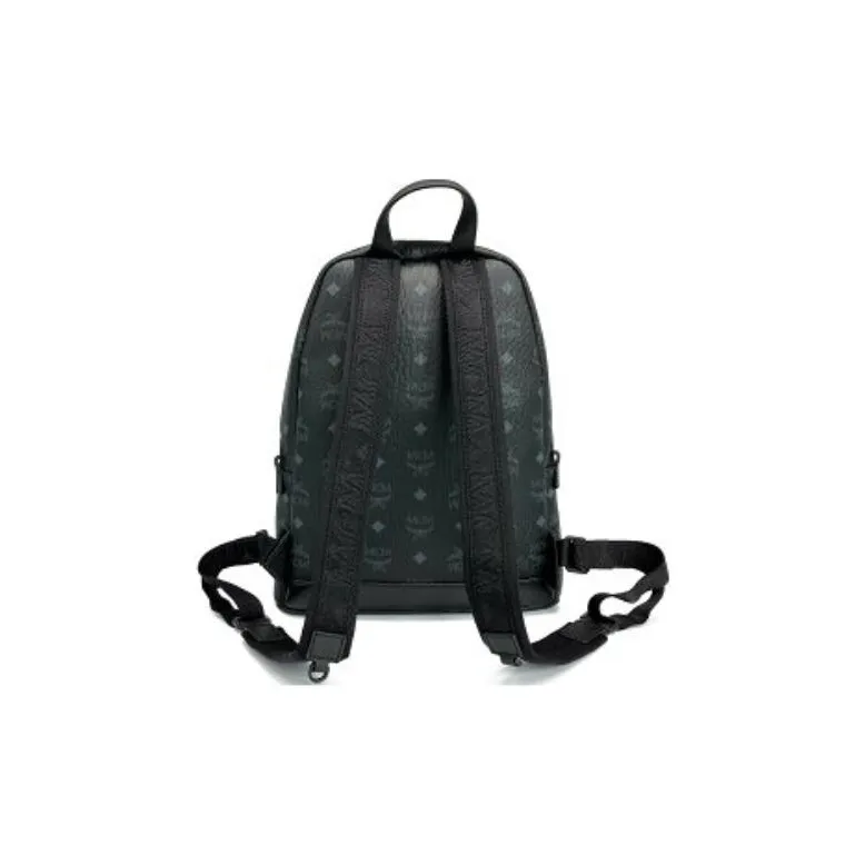 MCM Coated Canvas Backpack Trumpets Unisex Black-2