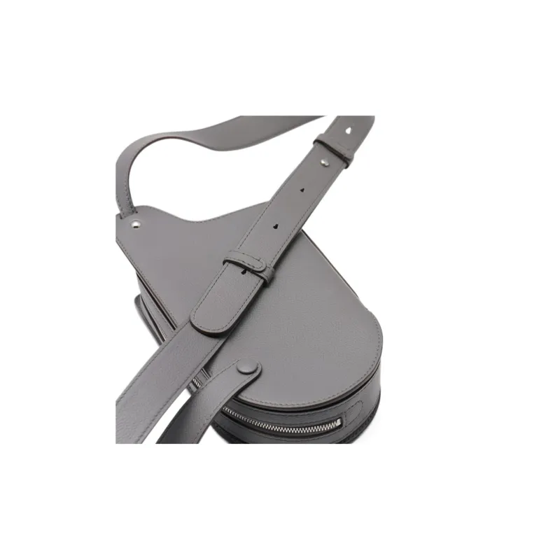 Delvau Pin Textured Calfskin Shoulder Bag Crossbody Bag Regular Unisex Gray-6