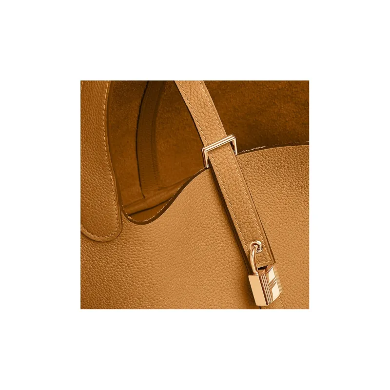 HERMES Taurillon Maurice Calfskin Basket Bag Handbag Bucket Bag 22 Women's 2S Sesame Sesame-Colored-4