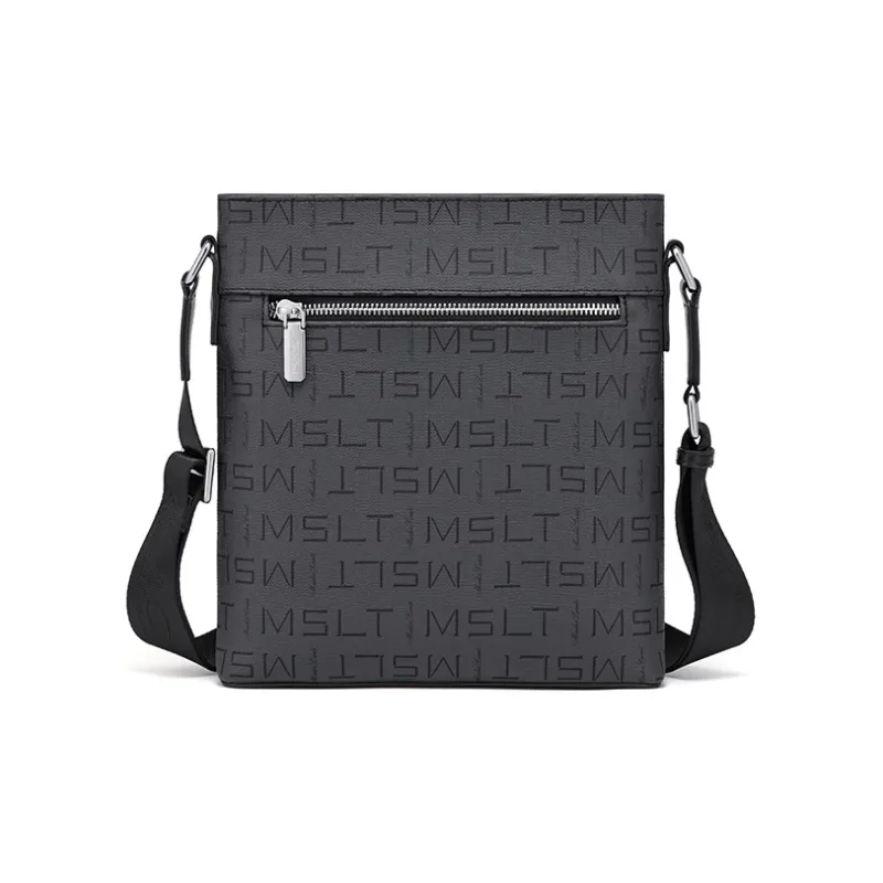 MashaLanti Microfiber Synthetic Leather Bonded PVC Crossbody Bag Shoulder Bag Medium Size Men's Gray Blue-3