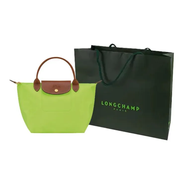 LONGCHAMP Le Pliage Cow Leather Canvas Canvas Bag Dumpling Bag Handbags Small Size Women's Green-5
