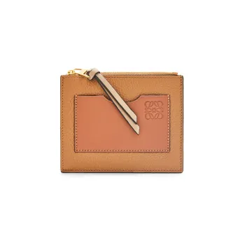 LOEWE Grain Calfskin Coin Purse, Card Holder Women's Toffee/Tan