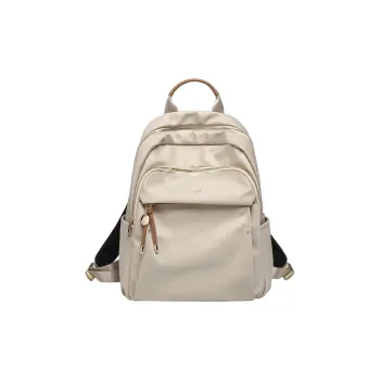 LEFF Fabric Backpack Medium Size Women's Milk Tea Apricot/Garnet Red