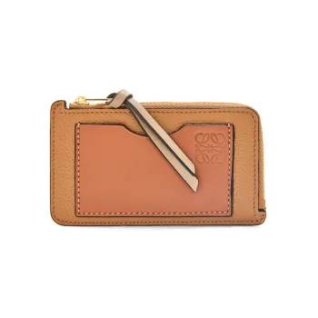 LOEWE Soft Grained Calfskin Card Holder Women's Toffee/Tan