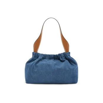 CHARLES&KEITH Denim Charles & Keith Bag One Shoulder Cloud Bag Crossbody Bag Medium Size Women's Beige/Dark Denim Blue