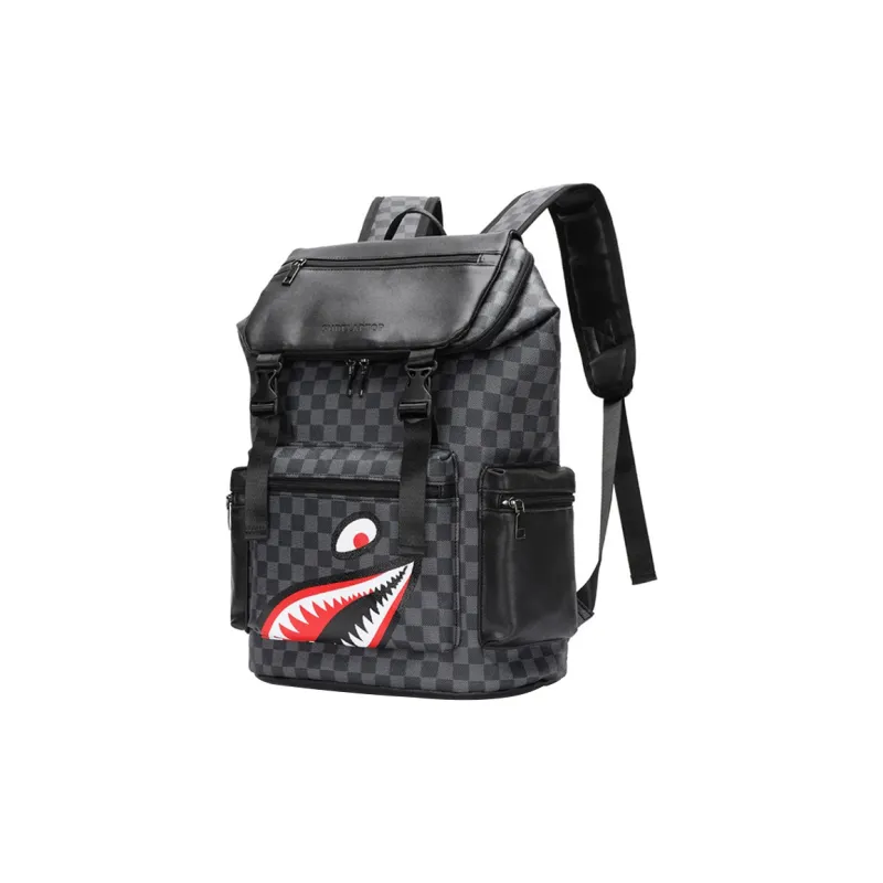 SURELAPTOP PU Laptop Backpack Large Size Unisex Checkerboard-1