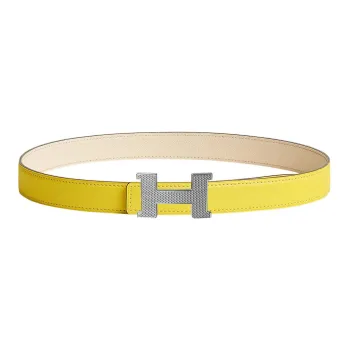 HERMES Constance Leather Belts Women's Lime/Cream White