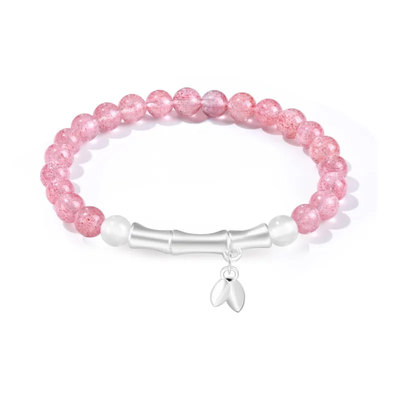 AWD S999 Fine Silver Strawberry Quartz Bracelets Unisex-3