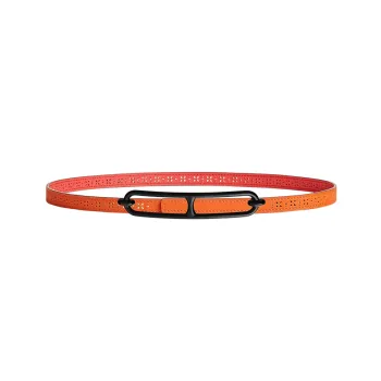 HERMES Roulis Buckle & Double-Sided Epsom Calfskin Leather Belts Women's Orange Width: 1.3cm